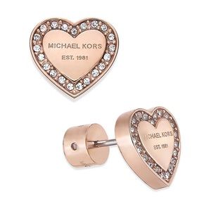 MICHAEL KORS • Rose Gold Logo Heart Earrings